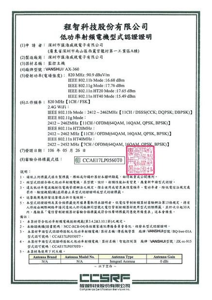 Porcellana VANSHUI ENTERPRISE COMPANY LIMITED Certificazioni